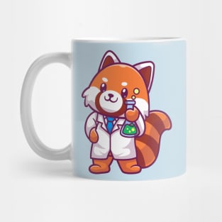 Cute Red Panda Scientist Holding Chemical Liquid Cartoon Mug